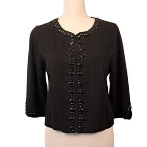 NWT ELLIOTT LAUREN XL Black on Black Embellished Short Cardigan Funky Artsy Glam